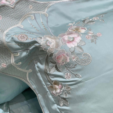 floral embroidered bedsheet set with pillow covers