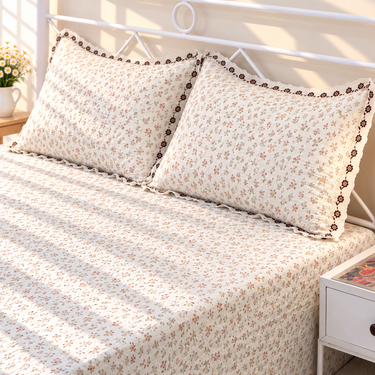 Almond Blossom Custard King Size ButterBrushed Fibre Bedsheet | full view