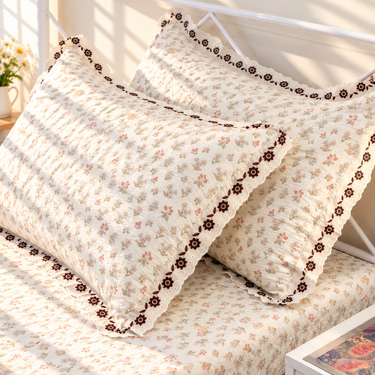 Almond Blossom Custard King Size ButterBrushed Fibre Bedsheet | side view