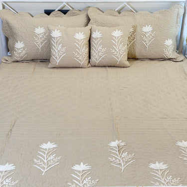 floral embroidered bedsheet set with pillow covers