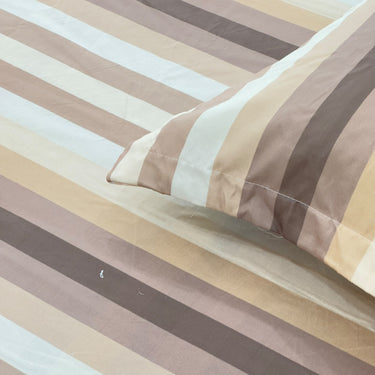 Caramel Latte King Size Butter Brushed Fibre Striped Bedsheet Set | Butterbed top view