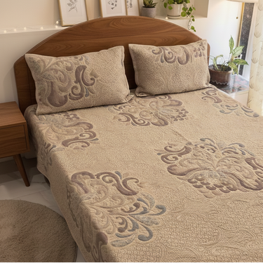 Damask Knitted Cotton Bedcover Set | 90 X 108 | full view