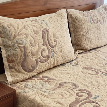 Damask Knitted Cotton Bedcover Set | 90 X 108 | side view