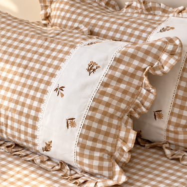 cotton pillow covers with lace frills