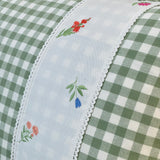 Gulmohar Green Checkered 400 TC Pure Cotton Linen Embroidered Gingham Bedsheet | King Size | focus view