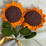 Handmade Crochet Sunflower (Set of 1) | Handcrafted Home Décor Flower | Eco-Friendly Yarn Art Gift Closeup view