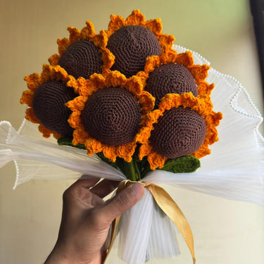 Handmade Crochet Sunflower (Set of 6) | Handcrafted Home Décor Flower Overall view