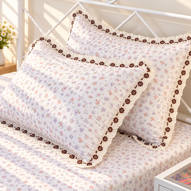 Lavendar crumble Custard King Size ButterBrushed Fibre Bedsheet | side view