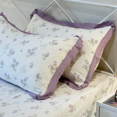 floral embroidered bedsheet set with pillow covers