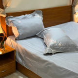 floral embroidered bedsheet set with pillow covers