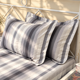 Midnight Noir King Size Butter Brushed Fibre Striped Bedsheet Set | Butterbed side view