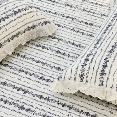 floral embroidered bedsheet set with pillow covers