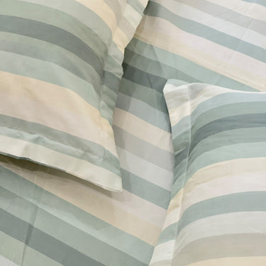 Mint Breeze King Size Butter Brushed Fibre Striped Bedsheet Set | Butterbed creative view