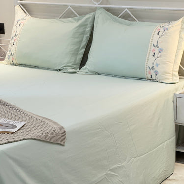 Mint Mist Muffin King Size ButterBrushed Fibre Bedsheet | full view