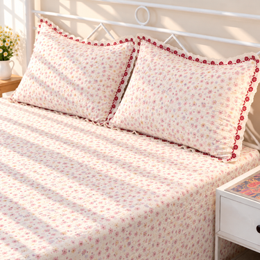 Pink Confetti Custard King Size ButterBrushed Fibre Bedsheet | full view