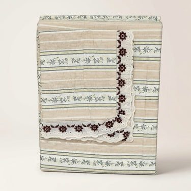Pistachio Stripe Custard King Size ButterBrushed Fibre Bedsheet | front view