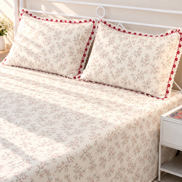 Rose Water Custard King Size ButterBrushed Fibre Bedsheet| full view