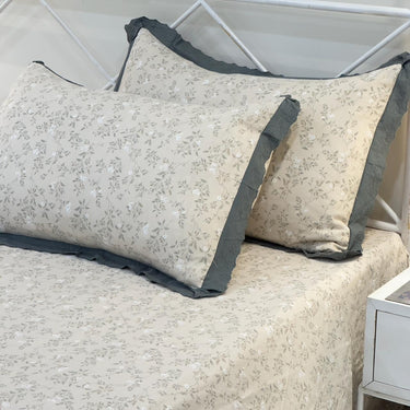 floral embroidered bedsheet set with pillow covers