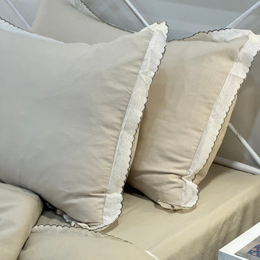 Soft Green 6 peice Summer Bedding Set with Lace Details | King Size | pillow view