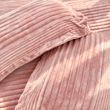 Strawberry Mallow King Size Velvety Corduroy Winter Bedsheet Set with 2 Pillow Covers | top view