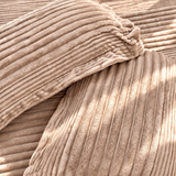 Toffee Mallow King Size Velvety Corduroy Winter Bedsheet Set with 2 Pillow Covers | focus view