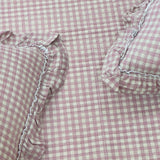 Vintage Gingham Plaid Cotton Bedcover with Delicate Ruffles - Set of 5 creative view