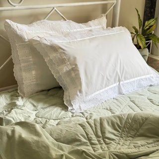 floral embroidered bedsheet set with pillow covers