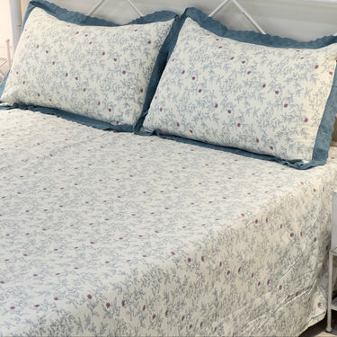 floral embroidered bedsheet set with pillow covers