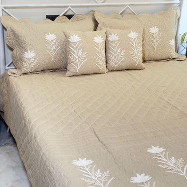 floral embroidered bedsheet set with pillow covers
