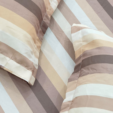 Caramel Latte King Size Butter Brushed Fibre Striped Bedsheet Set | Butterbed creative view