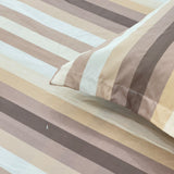 Caramel Latte King Size Butter Brushed Fibre Striped Bedsheet Set | Butterbed top view