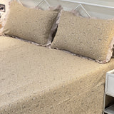 Cinnamon Rose Soft Cotton Feel Double Bed Bedsheet Set with Lace Detailed Pillow Covers | full shoot view