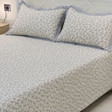 floral embroidered bedsheet set with pillow covers
