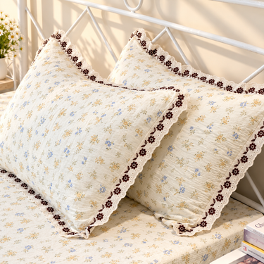 Golden PetalCustard King Size ButterBrushed Fibre Bedsheet | side view