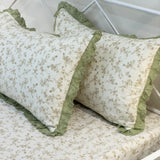 Green Rose Soft Cotton Feel Double Bed Bedsheet Set with Lace Detailed Pillow Covers (250 x 270 cm) | pillow view
