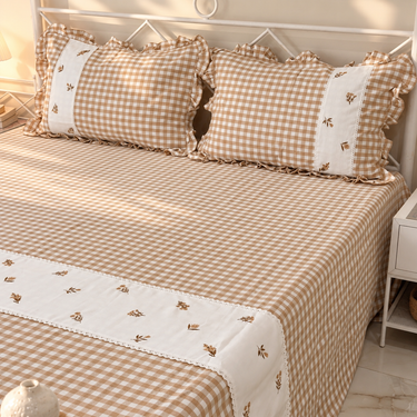 cotton pillow covers with lace frills