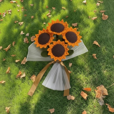 Handmade Crochet Sunflower Bouquet – Set of 4 | Eco-Friendly Yarn Flowers | Handcrafted Sunflowers for Home Décor & Gifting Creative view.