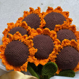 Handmade Crochet Sunflower (Set of 7) | Handcrafted Home Décor Flower Closeup view