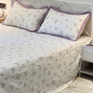 floral embroidered bedsheet set with pillow covers