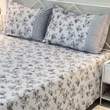 floral embroidered bedsheet set with pillow covers
