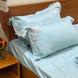 floral embroidered bedsheet set with pillow covers