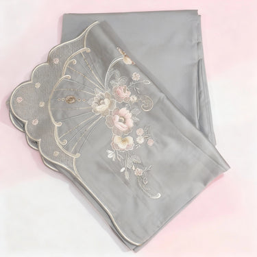 floral embroidered bedsheet set with pillow covers