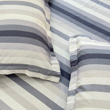Midnight Noir King Size Butter Brushed Fibre Striped Bedsheet Set | Butterbed top view