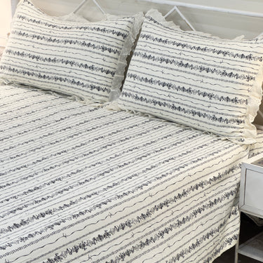 floral embroidered bedsheet set with pillow covers