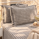 Misty Mallow King Size Velvety Corduroy Winter Bedsheet Set with 2 Pillow Covers| side view