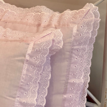 cotton pillow covers with lace frills
