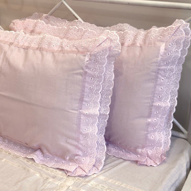 cotton pillow covers with lace frills