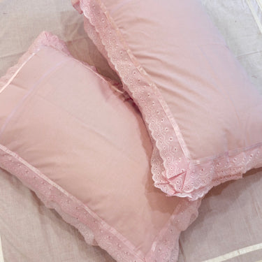 cotton pillow covers with lace frills