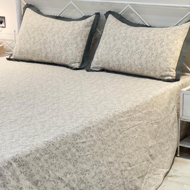 floral embroidered bedsheet set with pillow covers