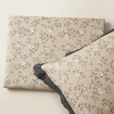 floral embroidered bedsheet set with pillow covers